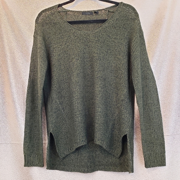 RDI Sweaters - RDI Open Knit Sweater Green Medium Elbow patches